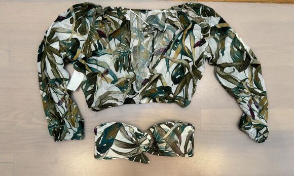 Vince Camuto Other - Vince Camuto Long Sleeve Crop Top Cover Up With Bikini Top $150.00 Size Large